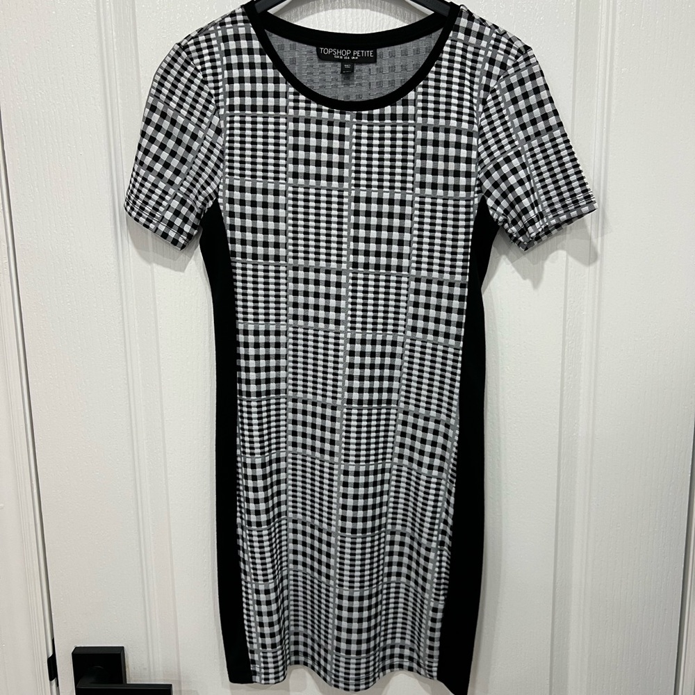 Topshop Monochrome Checkered Mini Dress